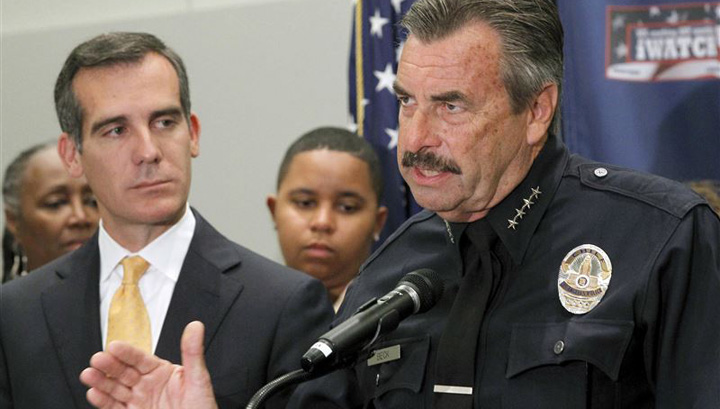 Los Angeles violent crime surge Chief Beck Eric Garcetti image